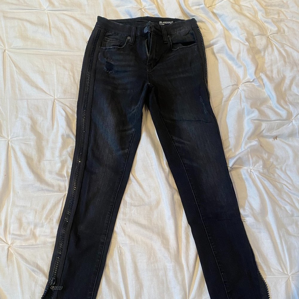 [BLANKNYC] Womens The Bond Denim Side-Zip Skinny Jeans Black 25